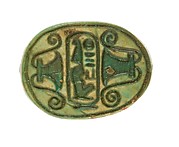 Scarab Inscribed Lord of the Two Lands, Maatkare (Hatshepsut) Flanked by Lotus Flowers