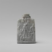 Miniature Cippus with Horus in profile wearing gazelle head on the forehead