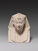 Bust of a royal figure with downward-hanging snake