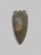 Palette with double bird heads with inlaid eyes