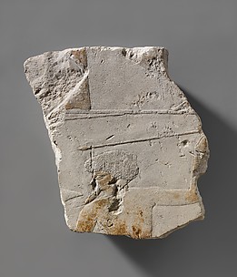 Fragment from a battle scene depicting a foreigner throwing a spear and holding a distinctive shield