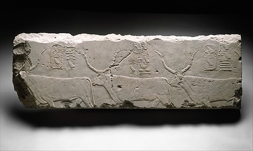 Relief fragment with king Khufu's cattle