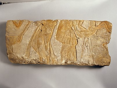 Relief with people setting down braziers