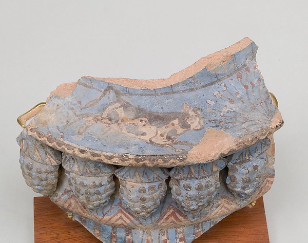 Blue-Painted Jar Fragment With Molded Decoration from Malqata