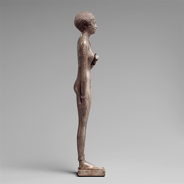 Statuette of a Royal (?)  Woman with the Cartouches of Necho II on her Arms