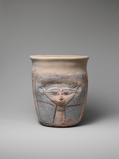 Blue-painted, Wide-mouthed, Hathor Jar