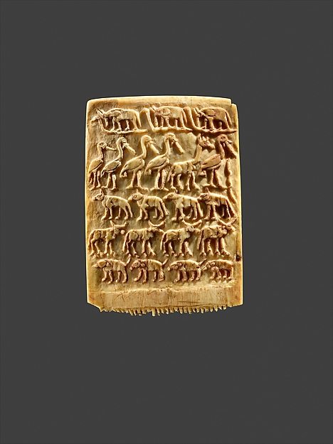 Hair Comb Decorated with Rows of Wild Animals