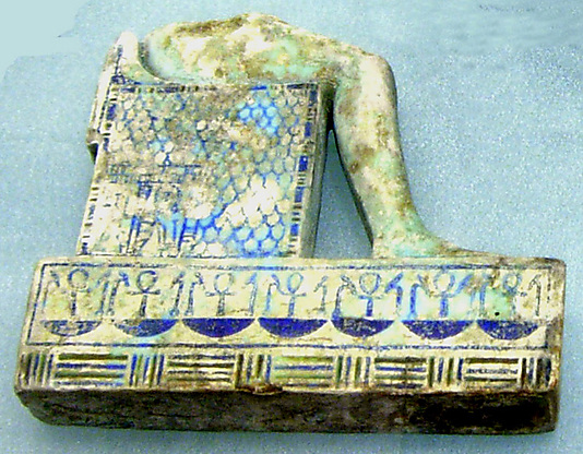 Lower part of inlay of enthroned mummiform god
