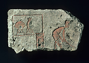 Relief with man sweeping