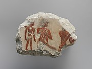 Fragments depicting a group of foreigners including a child