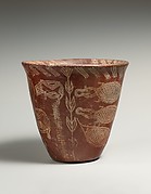 White cross-lined ware beaker with Nile River scene