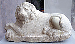 Reclining lion on a grave monument (?)