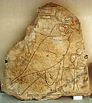 Ostracon with relief of bird and ankh