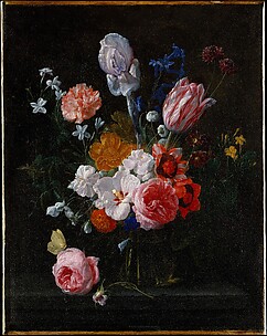 A Bouquet of Flowers in a Crystal Vase