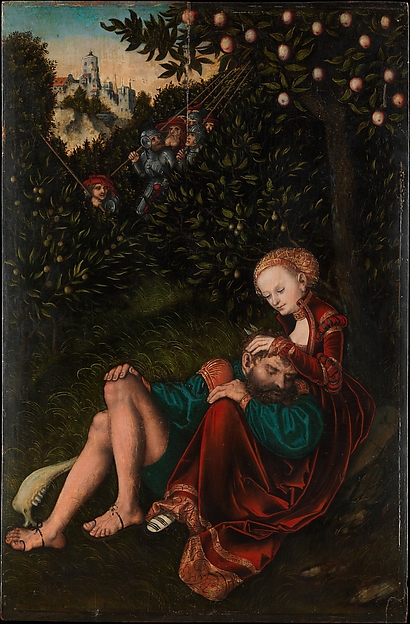 Amazing Historical Photo of Lucas Cranach the Elder with Samson and Delilah in 1528 