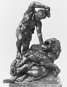 Two Men Fighting a Lion