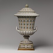 Urn with cover and pedestal (one of a pair)