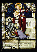 St. John the Baptist standing behind donor, Hanns Baumgartner, and his family (one of a pair)