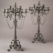 Ten-light Grecian-style candelabra (one of a pair)