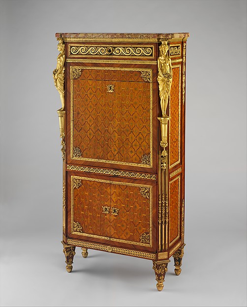 Drop-front secretary (Secrétaire à abattant or secrétaire en armoire)
