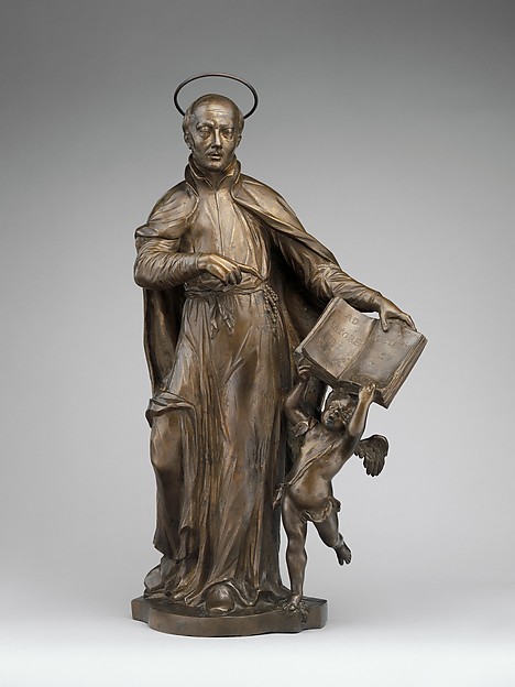 Saint Ignatius Loyola with an Angel Holding a Book Inscribed with the Motto of the Society of Jesus