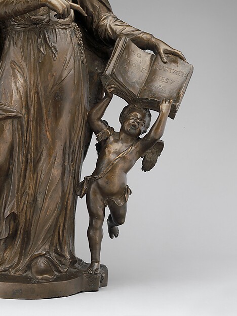 Saint Ignatius Loyola with an Angel Holding a Book Inscribed with the Motto of the Society of Jesus