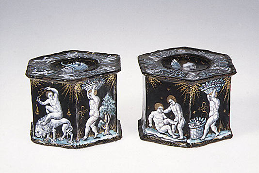 Salt with scene of infant harvesters (one of a pair)