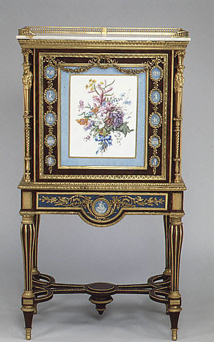 Drop-front secretary on stand (Secrétaire à abattant or secrétaire en cabinet)