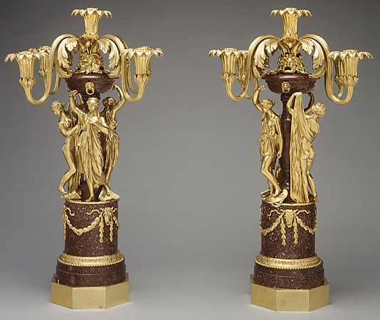 Pair of five-light candelabra