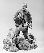 Shepherd with lamb in shoulder bag