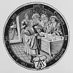 Scene from the story of the Prodigal Son (one of eight)
