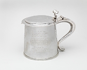 Tankard engraved with scenes depicting the Fire of London and the Great Plague