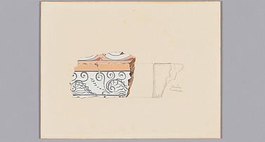 Reproduction of a fresco fragment of a frieze with nautilus