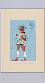 Reproduction of a fresco of a hunter with spears