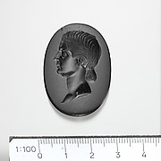 Black jasper intaglio portrait of a Roman lady