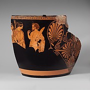 Two fragments of a terracotta skyphos (deep drinking cup)