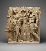 Limestone funerary relief