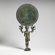 Bronze mirror with a support in the form of a nude girl