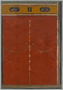 Wall painting on red ground: candelabrum with frieze, from the imperial villa at Boscotrecase