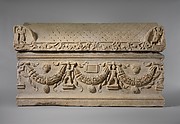 Marble sarcophagus with garlands