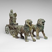 Bronze statuette of Cybele on a cart drawn by lions