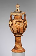 Terracotta lebes gamikos (round-bottomed bowl with handles and stand used in weddings)