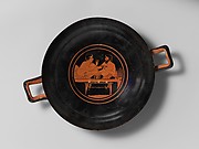 Terracotta stemless kylix (drinking cup)