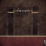 Wall painting on black ground: supports with entablature, from the imperial villa at Boscotrecase