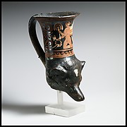 Terracotta rhyton in the shape of a dog’s head