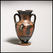 Terracotta neck-amphora (jar) with double handles