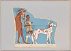 Reproduction of a fresco of a hunter with dog and horse