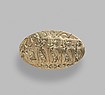 Reproduction of a gold signet ring with a ritual scene