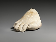 Part of the left foot of a colossal marble statue