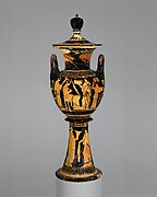 Terracotta lebes gamikos (round-bottomed bowl with handles and stand used in weddings)